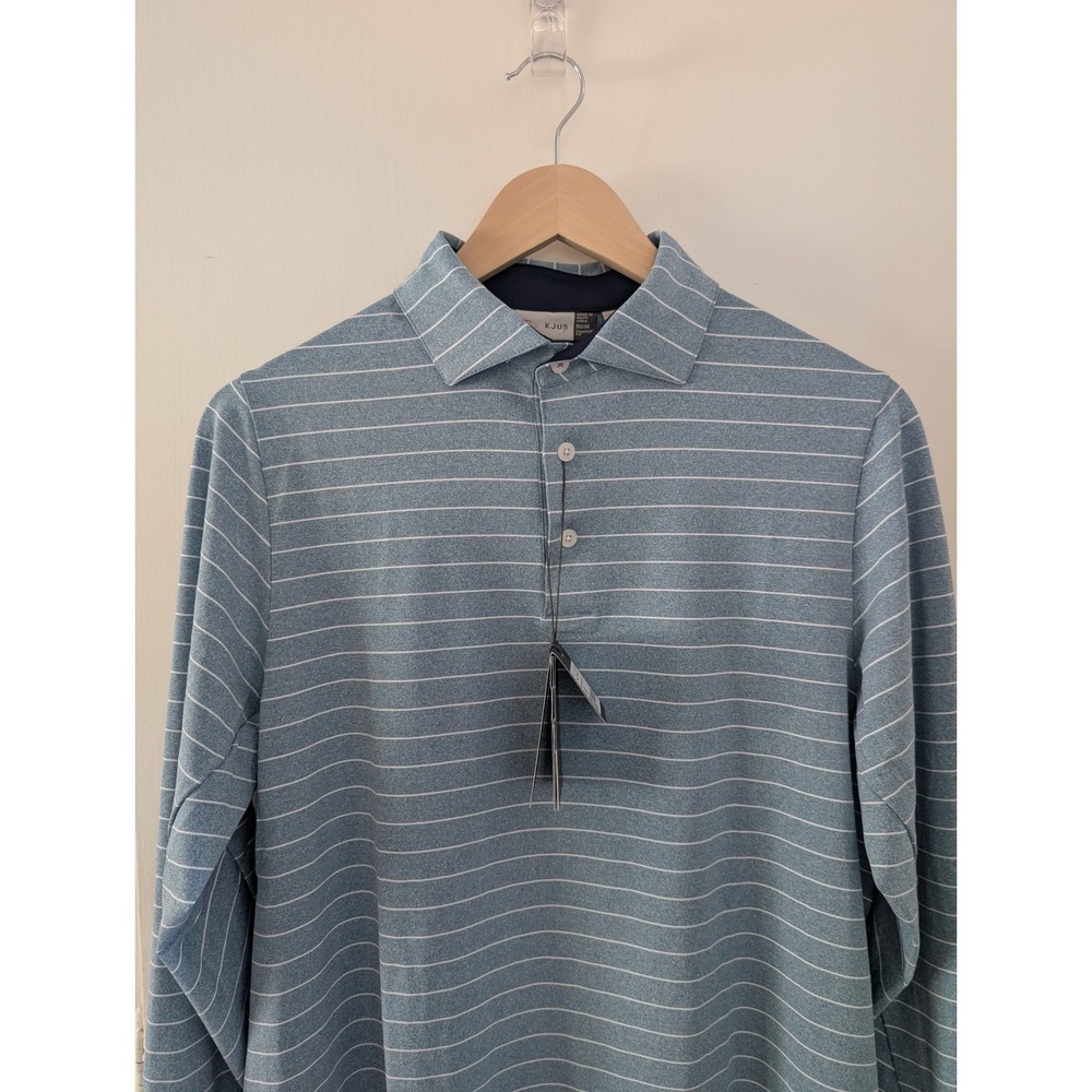 KJUS Soren Melange Stripe Long Sleeve Golf Polo Shirt Stretch Active Men's 50 M